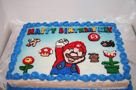 The theme revolves around players are looking for stars on a giant birthday cake. Mario Brothers Birthday Cake Cakecentral Com