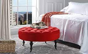 Sit on the red lantern rush grass coffee table ottoman, or use it as a footrest or table. Divano Roma Furniture Round Tufted Microfiber Coffee Table With Casters Ottoman With Wheels Red Buy Online In Maldives At Maldives Desertcart Com Productid 59265206