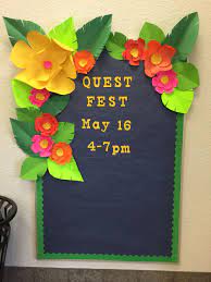 Luau Bulletin Board For School Fundraiser Tropical Classroom Spring Bulletin Boards Spring Bulletin