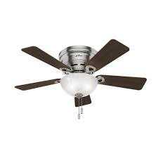 Get a flush mount ceiling fan and enjoy the cool airflow during hot summer days! Hunter Haskell 42 In Low Profile Indoor Brushed Nickel Ceiling Fan 52139 The Home Depot Ceiling Fan With Light Ceiling Fan Hugger Ceiling Fan