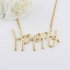 Fashion Happy Word Pendant Golden Chain Necklace For Women Necklace Womens Necklaces Chain Necklace