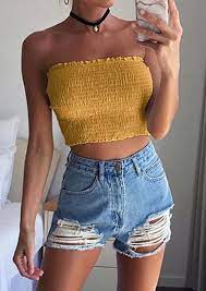 Mothersday Adorewe Fairy Season Solid Solid Strapless Crop Top Without Choker Adorewe Com