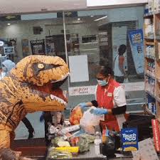 Senior minister (security cluster) ismail sabri yaakob said this decision comes following advice and a risk assessment done by the ministry of health. This Dinosaur Was Spotted At Jaya Grocer During Mco Takes Protective Gear To The Next Level Thesmartlocal Malaysia Travel Lifestyle Culture Language Guide