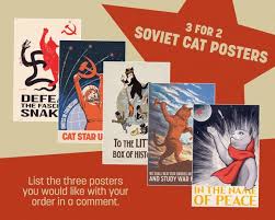 3 For 2 Soviet Cat Posters Propaganda Posters Etsy