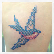 Small Flying Bird Cross Stitch Pattern Cross Stitch Flying Bird Tattoo Design Cross Stitch Tattoo Stitch Tattoo Unique Cross Stitch