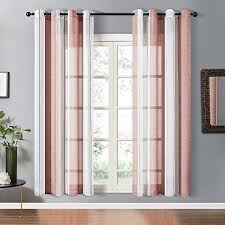 Topfinel Lot De 2 Rideaux 140x220 Voilage Brun Rayures Verticales A Oeillets Voilage De Fenetre Decor Salon Moderne Rideaux Salon Moderne Salon Moderne Rideaux