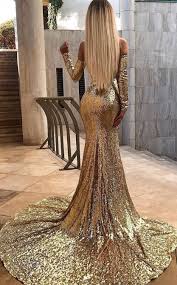 Sparkly Long Sleeves Gold Sequins Mermaid Prom Dress Formal Evening Dress Backless Mermaid Prom Dresses Gold Mermaid Prom Dresses Mermaid Prom Dresses