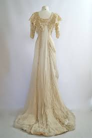 Ephemeral Elegance Pearl Beaded Wedding Dress With Gauze Train Ca 1900s Historical Dresses Wedding Dresses Vintage Wedding Gowns Vintage