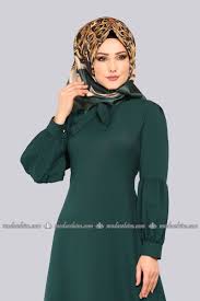 Moda Selvim Balon Kol Tesettur Elbise 1010bgs354 Zumrut
