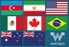 Die bilder der einzelnen flaggen wurden uns freundlicherweise von der agentur bienenfisch design zur verfügung gestellt und sind ein auszug vom produkt animated flag pack. 8 Neue Flaggen Aserbaidschan Iran Usa Mexiko Kanada Brasilien Australien Neuseeland Je 8 5 X 5 5 Cm Whatabus