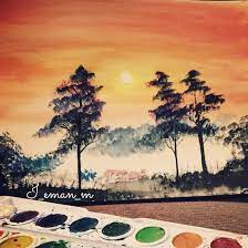 غروب الشمس خربشاات ايمان رسم رسمي رسامين العرب هوايتي الوان مائية كلنا رسامين رسمتي كلن resim
