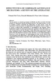A suggestive (not necessarily comprehensive) list of we are pleased to inform you that asian journal of business and accounting has been selected for high prestige journal indexed in scopus in the. Effectiveness Of Corporate Governance Mechanisms A Review Of The Literature Asian Journal Of Accounting Perspectives
