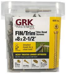 Lastly, the key to success or failure of any siding project is how well the fasteners hold the siding in place. Itw Grk 16730 Fin Trim Exterior Finishing Trim Head Screws 8 By 2 1 2 Inch 605 Pack 772691167309 1