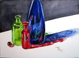 Glass Bottles In Watercolor Live Fridays Watercolour Tutorials Painted Glass Bottles Bottle Painting