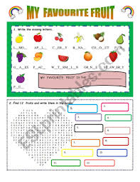 But they are not calorie dense. My Favourite Fruits Esl Worksheet By Elishor