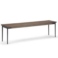 Simpli Home Stockton 63 In Wide Modern Industrial Bench In Warm Medium Brown Axcstcbnch The Home Depot Metal Dining Bench Wood Bench Simpli Home