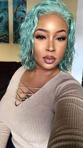 Money Green Hair Wet Look Hair Curly Lace Front Wigs Lace Front Wigs