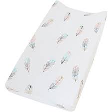 Premium Cotton Diaper Changing Pad Cover Gender Neutral Quot Feather Print Quot Cotton Cra Diaper Changing Pad Cover Diaper Changing Pad Changing Pad Cover