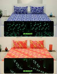 The glow can last for a couple hours. Pick Any 1 Glow In The Dark Bedsheet With 2 Pillow Covers
