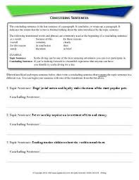 Worksheet Concluding Sentences Read Each Topic Sentence Then Write A Concluding Sentence That Restates The To Constructed Response Topic Sentences Writing