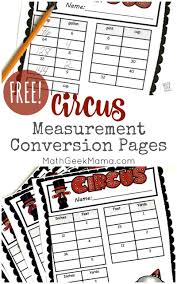 Free Circus Themed Conversion Worksheets