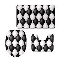Black And White Bath Rug Set Bigcardesigns Abstract Printed Bathroom Anti Slip Mats Set Black White Bathroom Rug Sets Bath Rug Bathroom Toilet Rugs