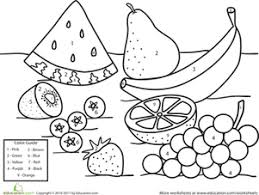 Color By Number Fruit Worksheet Education Com Kindergarten Worksheets Free Printables Preschool Worksheets Free Printables Printables Free Kids