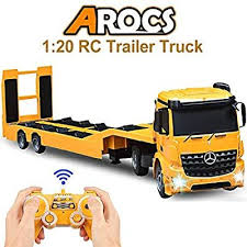 Amazon Com Mercedes Benz Licensed Rc Tow Truck Detachable Flatbed Semi Trailer Engineering Tractor Remote Control Traile Semi Trailer Pickup Trucks Toy Trucks