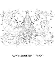 Check spelling or type a new query. Black And White Santa Claus And Girl Putting Gifts Under A Christmas Tree Coloring Page Posters Art Prints By Interior Wall Decor 43969