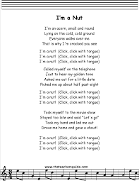 I M A Nut Lyrics Printout Midi And Video Girl Scout Songs Kindergarten Songs Children Songs Lyrics