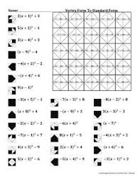 You wouldn't complete the square, you would factor the quadratic equation (so that it's in factored form instead of standard from). Vertex Form To Standard Form Color Worksheet Standard Form Standard Form Worksheet Color Worksheets