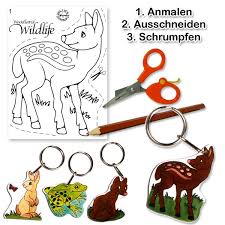 ✂ patchworkstoff meterware waldtiere füchse. Schrumpffolien Set Waldtiere Fur 4 Anhanger Mit Schlusselring Ebay