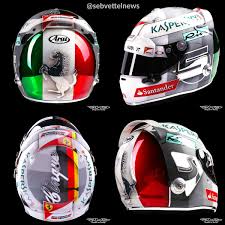 Ferrari formula 1 team stars sebastian vettel and charles leclerc are both running tribute helmets in this weekend's monaco grand prix, with vettel honouring niki lauda, who passed away this week, and leclerc saluting his late father herve and jules bianchi. Sebastian Vettel 5 On Twitter Italiangp Sebastian Vettel S Helmet Design National Colors Of Italy Cinque 5 F1 Seb5