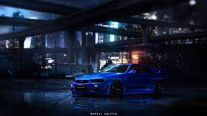 Iphone xs max iphone x / xs iphone 6s+/7+/8+ iphone 6/6s/7/8. Bilder Nissan Skyline Khyzyl Saleem Art Blau Nacht 2560x1440