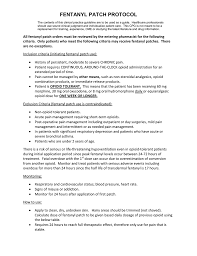 Fentanyl Patch Protocol