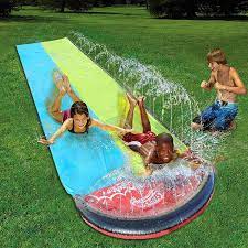 Please don't spam, and no personal affiliate links if you link to a thing. Amazon Com Water Slip And Slide For Kids Adults Garden Backyard Giant Racing Lanes And Splash Pool Outdoor Blow Up Water Slides With Crash Pad Outdoor Water Toys 189inchx55inch 189inchx55inch Blue Yellow Garden