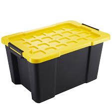 Black And Yellow Storage Bins Sam S Club Find Montgomery 60l Heavy Duty Storage Container At Bunnings Warehouse These Are Great Quility Hopefully Wont Br Plastic Storage Tubs Storage Storage Tubs