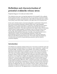 Definition And Characterisation Of Potential Avalanche Release