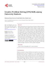 To solve problems and identify business opportunities. Pdf Creative Problem Solving Cps Skills Among University Students