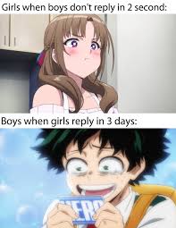 Some cute anime boys make us melt with one look and then there are cutest anime boys that make us soften. Does Anyone Here Actually Laugh To Any Of The Boys Vs Girls Memes On R Animememes Femaleweebs