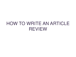 Writing An Article Review