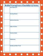 Relief Caregivers Checklist And Notes Chart Caregiver