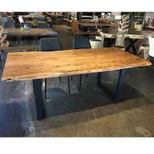 Use these 3 rod tapered legs with live edge table tops to Corcoran Acacia Live Edge Solid Wood Table 80 In Black Metal U Legs Lowe S Canada