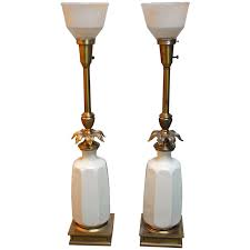 Hollywood Regency Lenox Porcelain And Brass Stiffel Lamps Porcelain Lamp Glass Diffuser Lamp