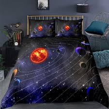 Teen Boys Bedroom Comforter Cover Universe Solar System Planets Astronauts In Galaxy Outer Space Decor Comforter Cover Au Single Double Queen King Size 3 Pcs 1duvet Cover 2 Pillowcases Zipper Wish