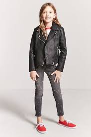 Girls Faux Leather Hooded Moto Jacket Kids Leather Jacket Girl Kids Leather Jackets Puffer Jacket Women