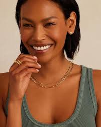 gorjana Parker Collier à maillons trombones pour femme, plaqué or ou argent  18 carats, gros fermoir, chaîne réglable, longueur totale 45,7 cm, Métal,  Non applicable : Amazon.ca: Mode