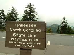 Tennessee North Carolina State Line Sign At Newfound Gap Newfound Gap Tennessee North Carolina Mountains