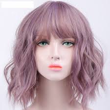You can make your own combination with either violet or plum or lilac or lavender. Short Wavy Wigs For Black Women African American Synthetic Hair Purple Wigs With Bangs Heat Resistant Cosplay Wig Wish