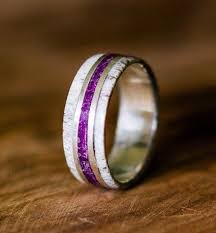 Men S Ring Antler Purple Sugilite Pinstripes Stone Etsy Blue Wedding Rings Ruby Wedding Rings Antler Wedding Band